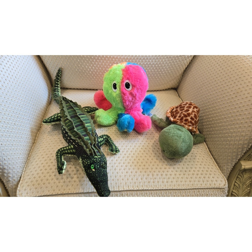 Fiesta Plush Lot 3 Alligator Crocodile Octopus Turtle Colorful Animal Bundle